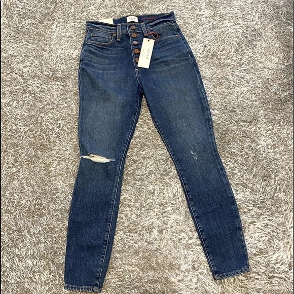Alice + Olivia AO LA High Waisted rise button fly Ripped denim Skinny Jeans